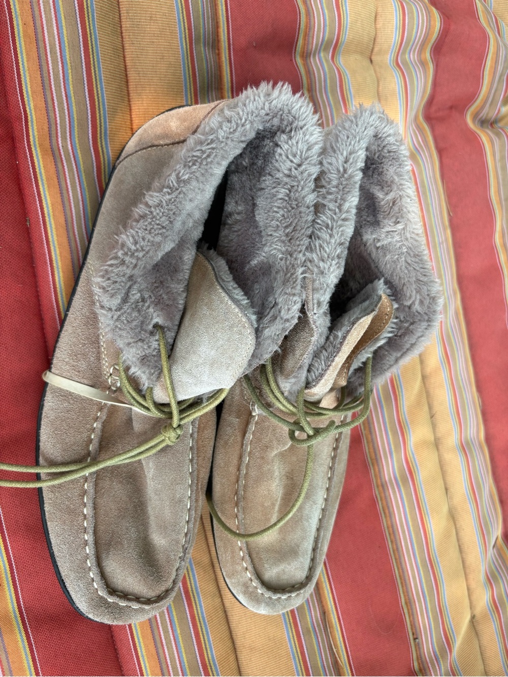 Zhivago Taupe Suede Fur-Lined Moc Toe Slip-On Loafers